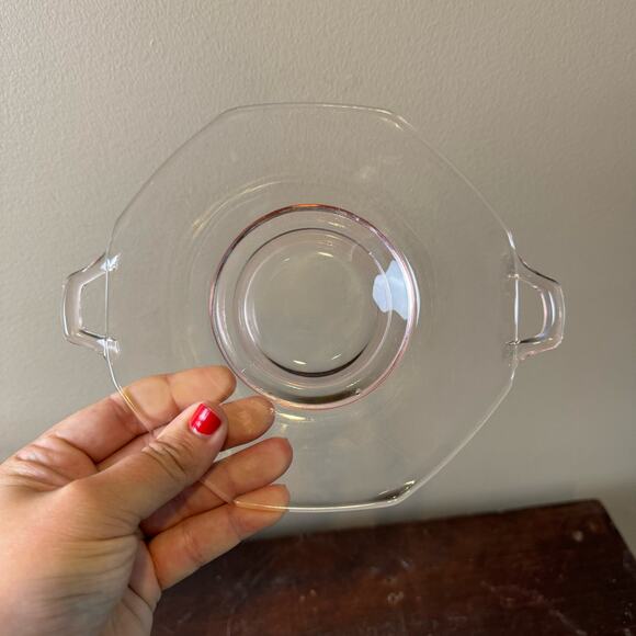 Vintage Antique Pink Depression Glass Octagon 6 inch serving plate‎ with handles - Picture 2 of 6